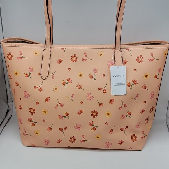 Coach Mystical Floral Print City Tote C8743 Faded Blush Multi - Picture 2 of 8
